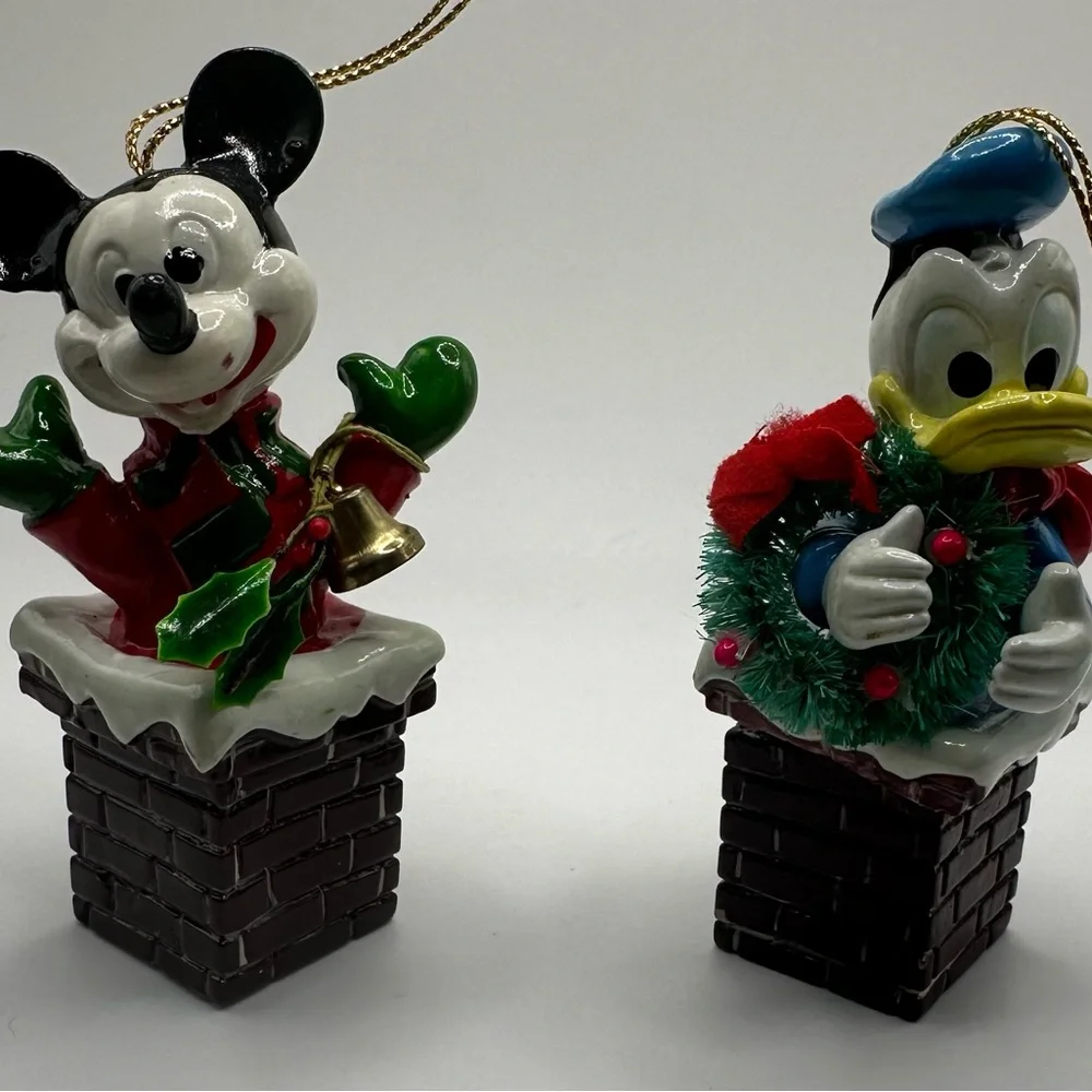 Vintage‎ Disney KURT ADLER Holiday Ornament Set, Mickey Mouse and Donald Duck